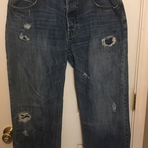 Men’s American Eagle distressed jeans size 36/30. Button fly, 5 pocket style. - Picture 4 of 6
